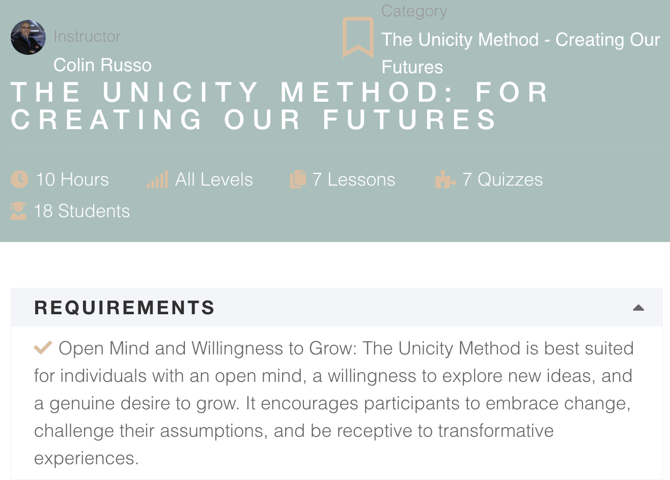Unicity Method Online Training Course